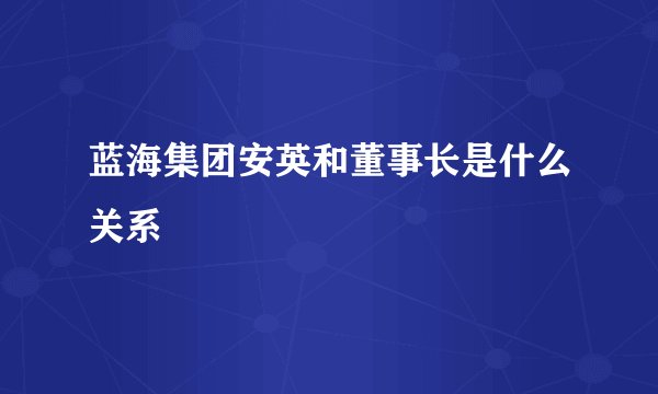 蓝海集团安英和董事长是什么关系
