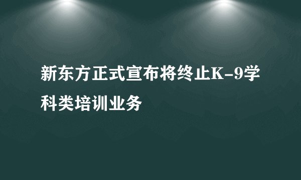 新东方正式宣布将终止K-9学科类培训业务