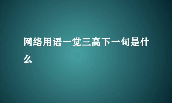网络用语一觉三高下一句是什么