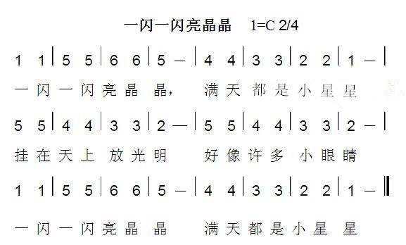 《一闪一闪亮晶晶》的乐谱是什么？