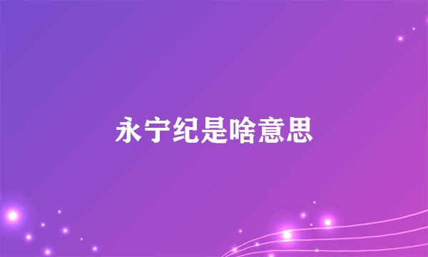 永宁纪是啥意思