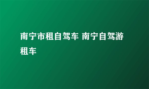 南宁市租自驾车 南宁自驾游租车