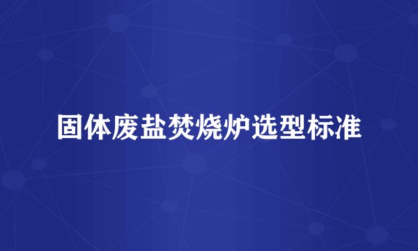 固体废盐焚烧炉选型标准