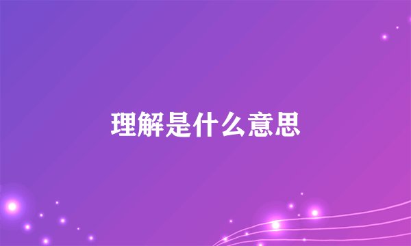 理解是什么意思