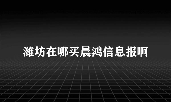 潍坊在哪买晨鸿信息报啊