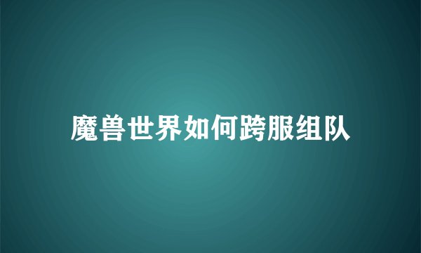 魔兽世界如何跨服组队