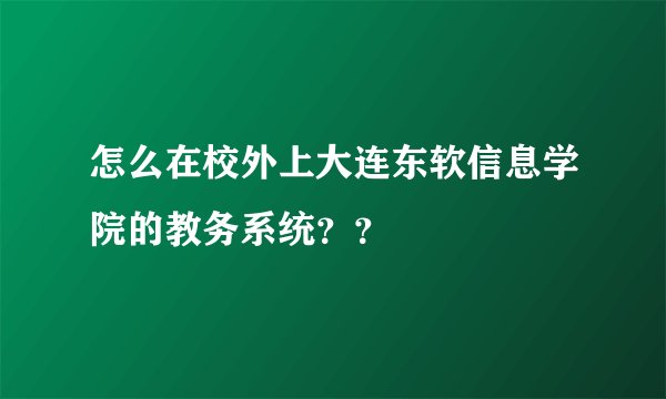 怎么在校外上大连东软信息学院的教务系统？？
