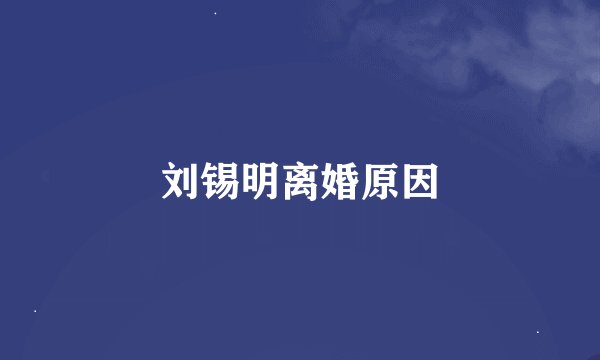 刘锡明离婚原因
