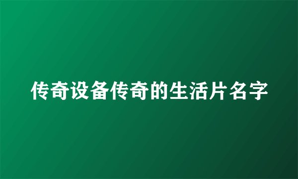传奇设备传奇的生活片名字