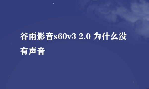 谷雨影音s60v3 2.0 为什么没有声音