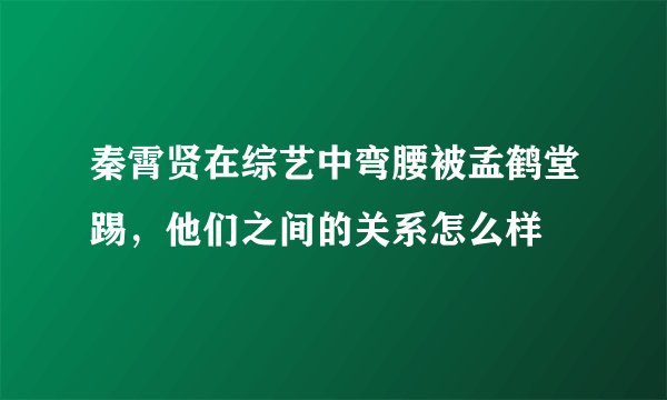 秦霄贤在综艺中弯腰被孟鹤堂踢，他们之间的关系怎么样