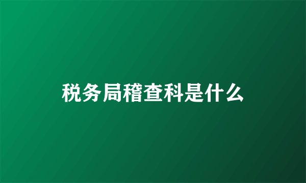 税务局稽查科是什么