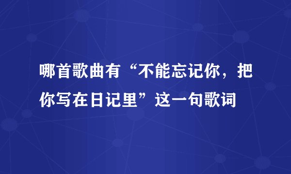 哪首歌曲有“不能忘记你，把你写在日记里”这一句歌词