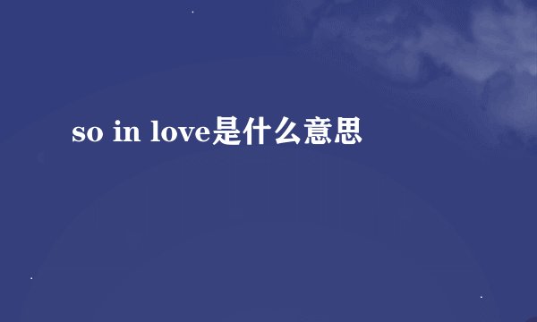 so in love是什么意思
