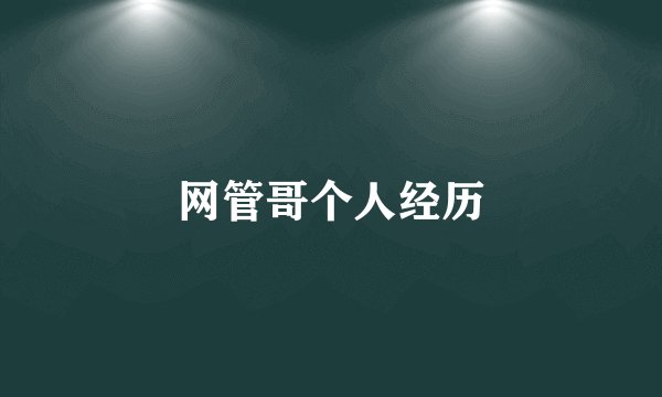 网管哥个人经历