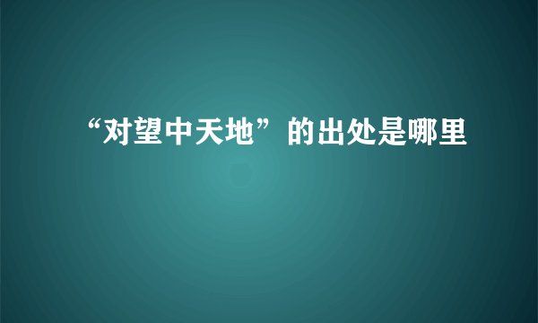 “对望中天地”的出处是哪里