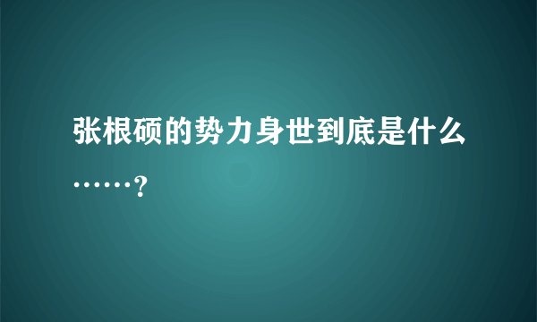 张根硕的势力身世到底是什么……？