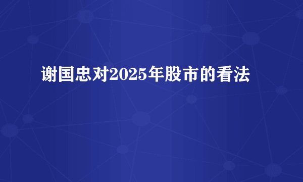 谢国忠对2025年股市的看法
