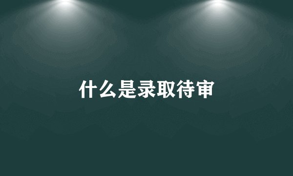什么是录取待审