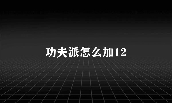 功夫派怎么加12