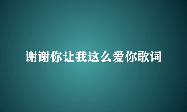 谢谢你让我这么爱你歌词