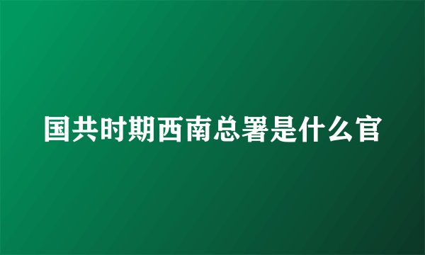 国共时期西南总署是什么官