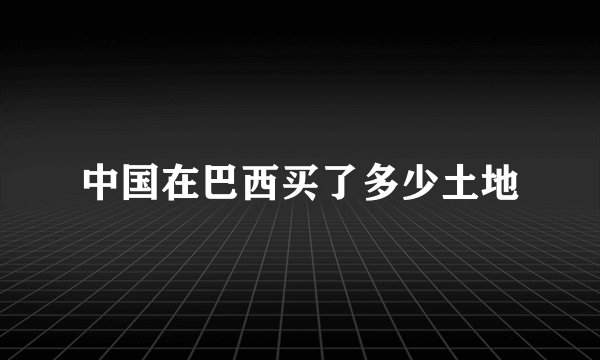 中国在巴西买了多少土地