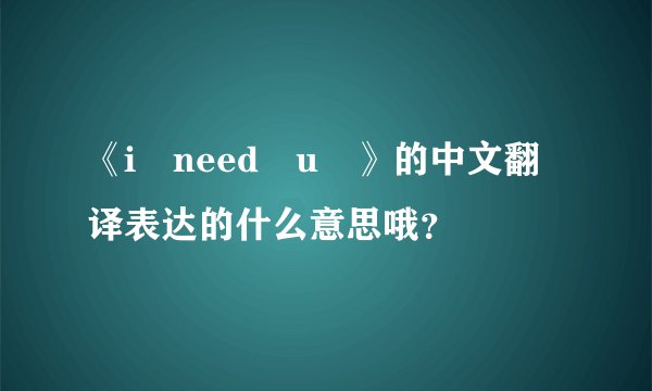 《i need u 》的中文翻译表达的什么意思哦？