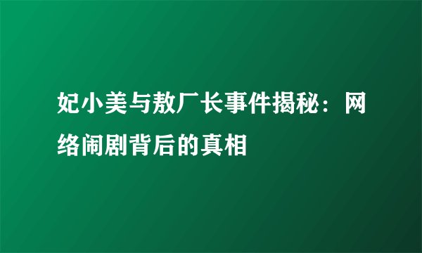妃小美与敖厂长事件揭秘：网络闹剧背后的真相