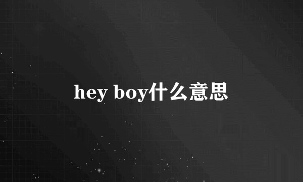 hey boy什么意思