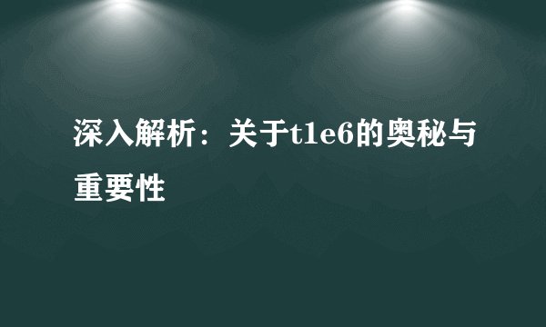 深入解析：关于t1e6的奥秘与重要性