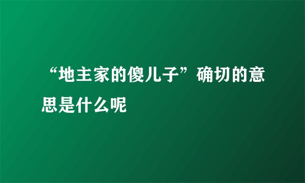 “地主家的傻儿子”确切的意思是什么呢