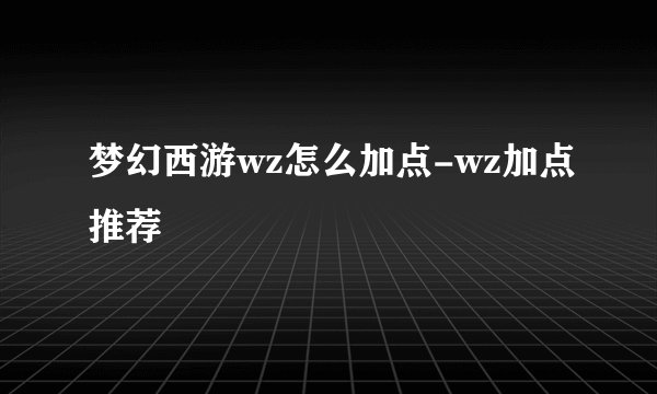 梦幻西游wz怎么加点-wz加点推荐