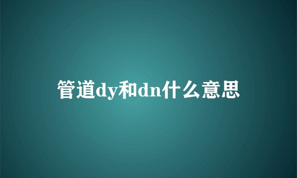 管道dy和dn什么意思