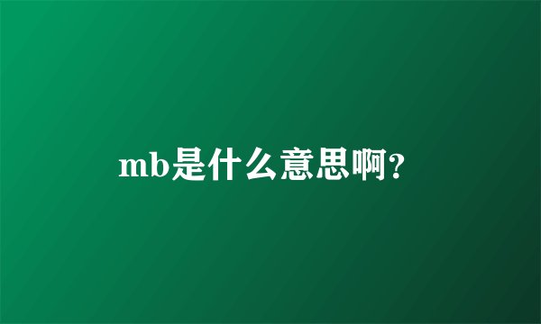 mb是什么意思啊？