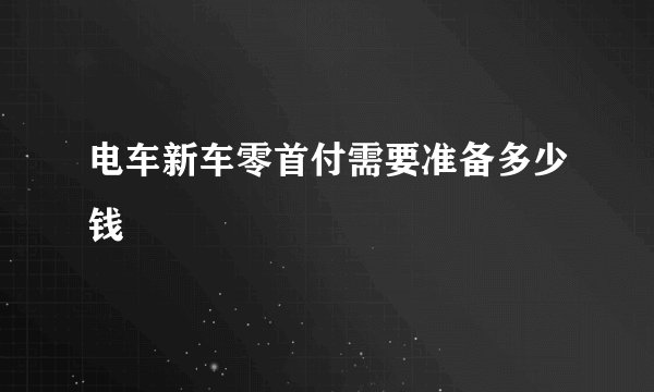 电车新车零首付需要准备多少钱