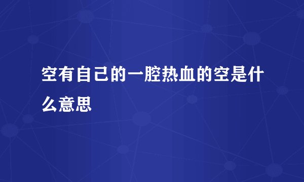 空有自己的一腔热血的空是什么意思