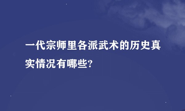 一代宗师里各派武术的历史真实情况有哪些?