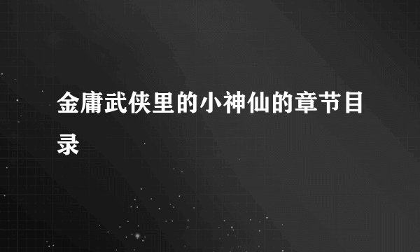 金庸武侠里的小神仙的章节目录