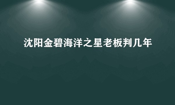 沈阳金碧海洋之星老板判几年