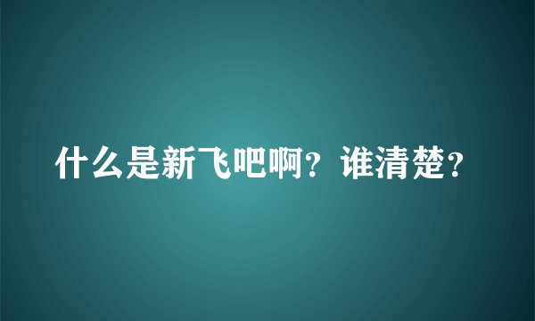 什么是新飞吧啊？谁清楚？