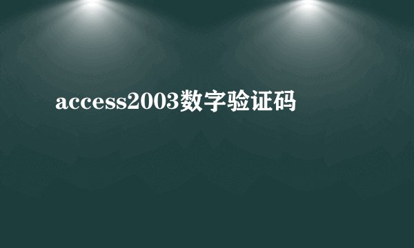 access2003数字验证码