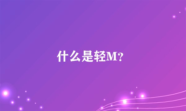 什么是轻M？