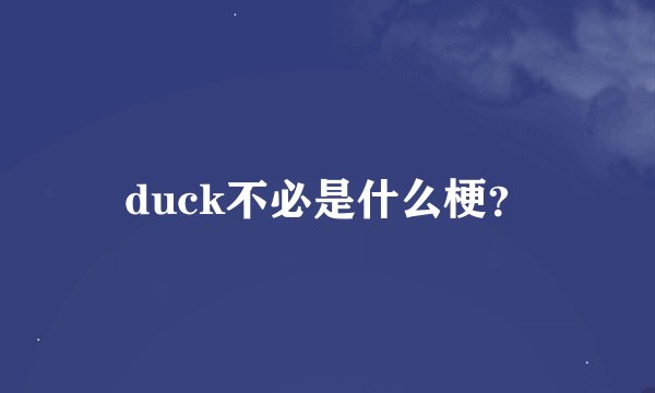 duck不必是什么梗？
