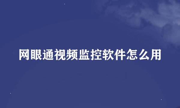 网眼通视频监控软件怎么用