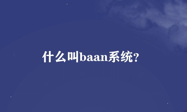 什么叫baan系统？