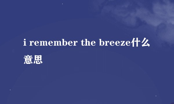 i remember the breeze什么意思