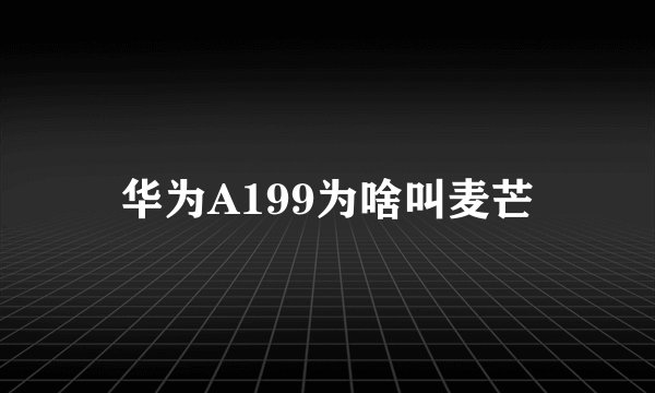 华为A199为啥叫麦芒