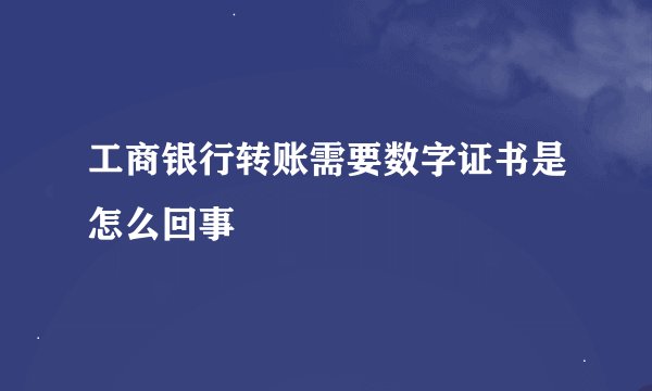 工商银行转账需要数字证书是怎么回事