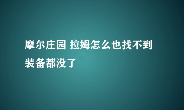 摩尔庄园 拉姆怎么也找不到 装备都没了